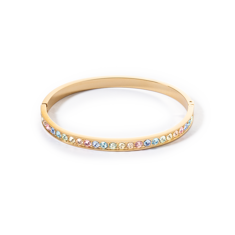 Bracciale acciaio inox e cristalli oro multi pastello 17