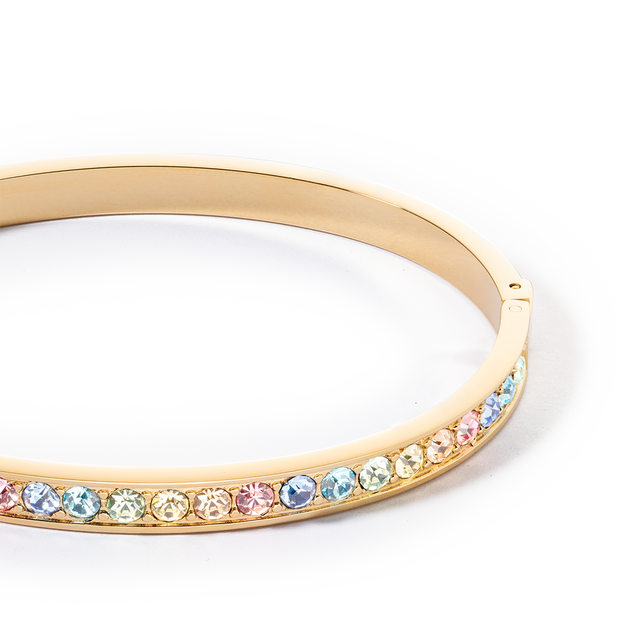 Bracciale acciaio inox e cristalli oro multi pastello 17