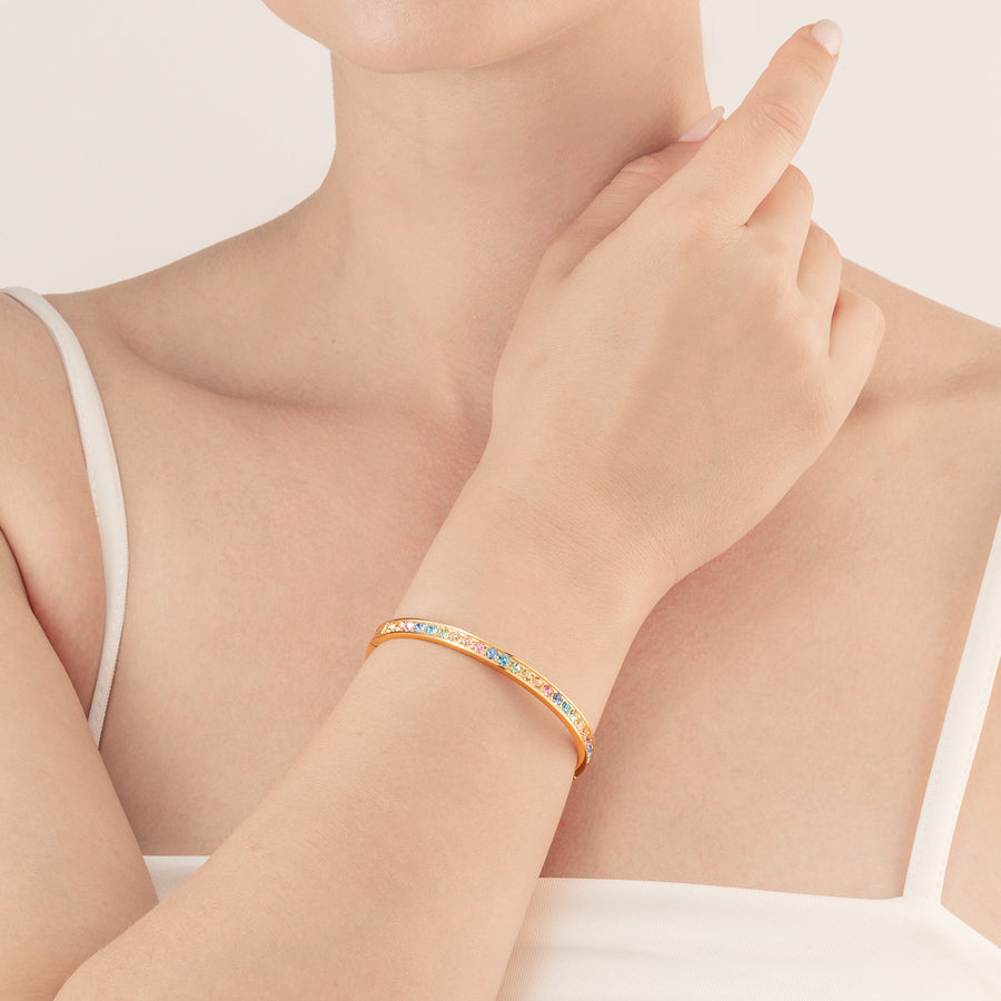 Bracciale acciaio inox e cristalli oro multi pastello 17
