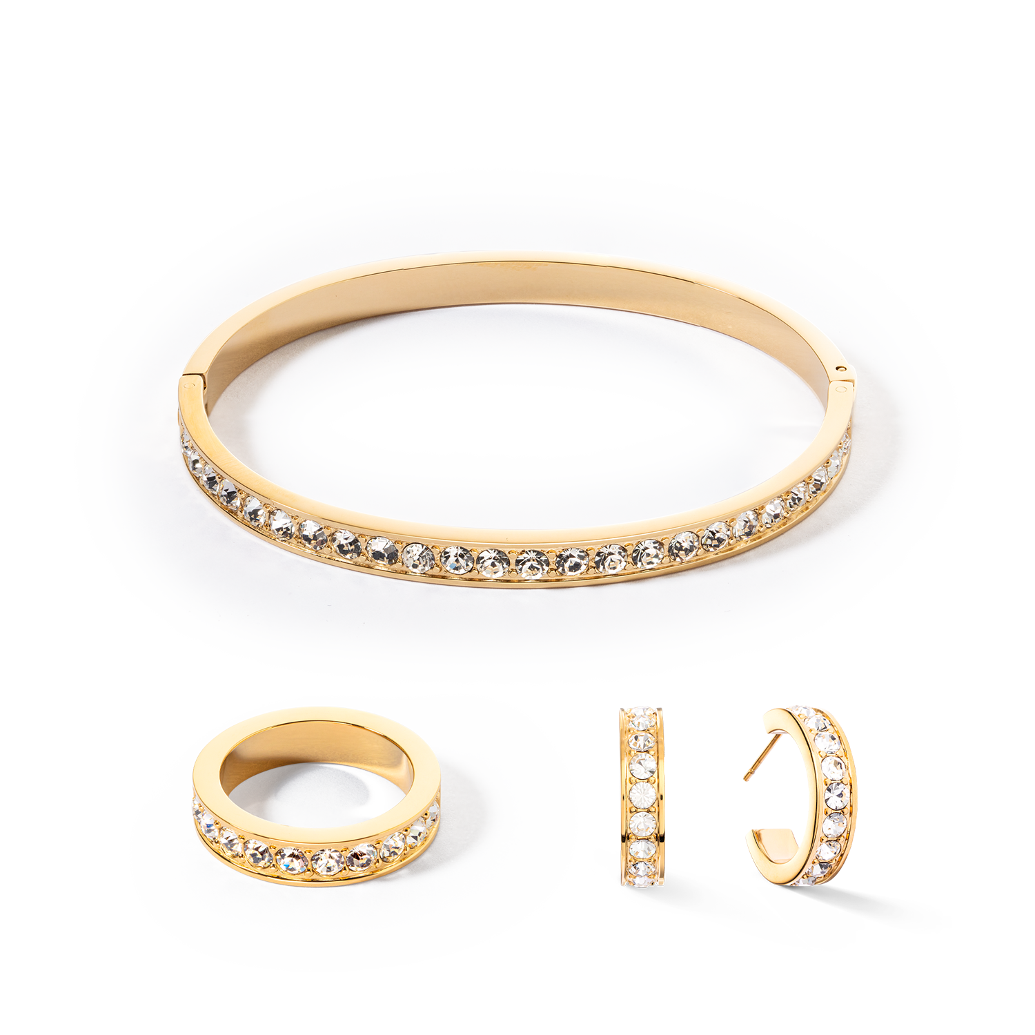 Bracciale acciaio inox e cristalli oro cristallo 17