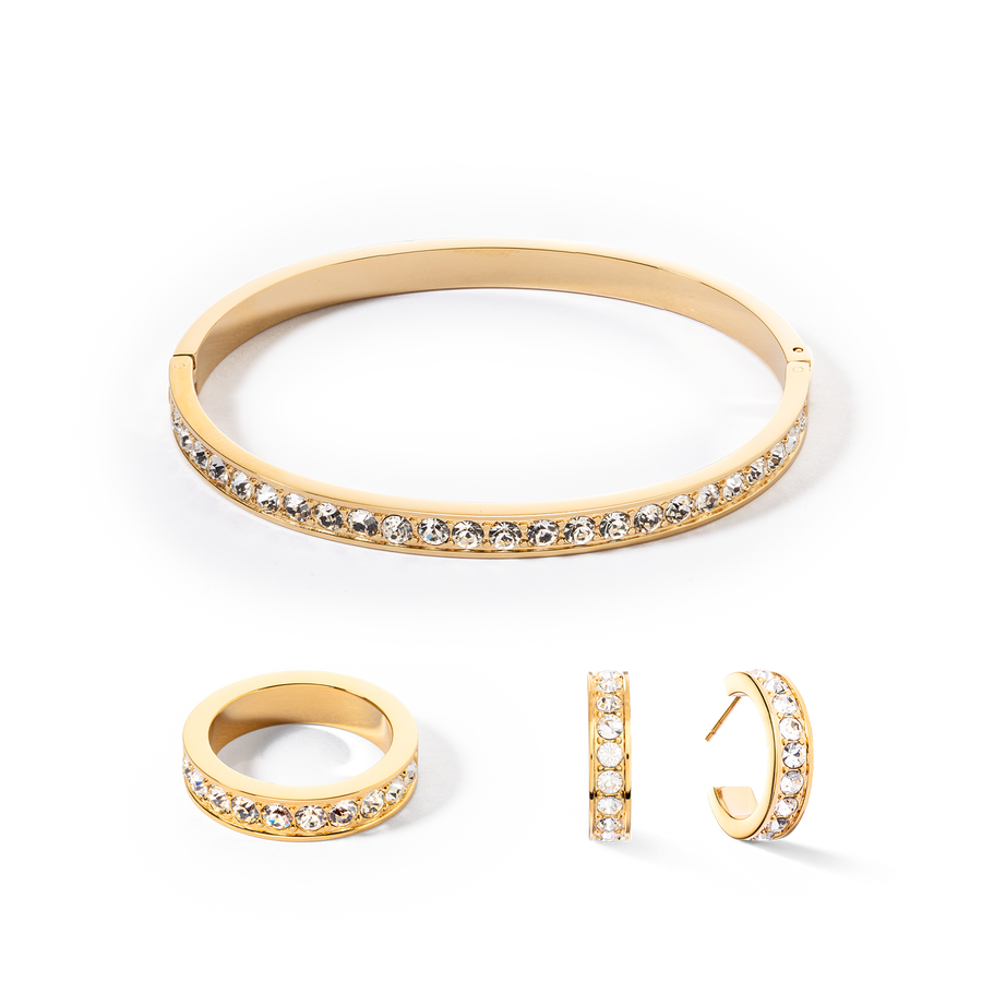Bracciale acciaio inox e cristalli oro cristallo 17
