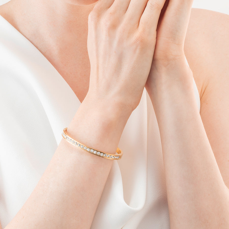 Bracciale acciaio inox e cristalli oro cristallo 17