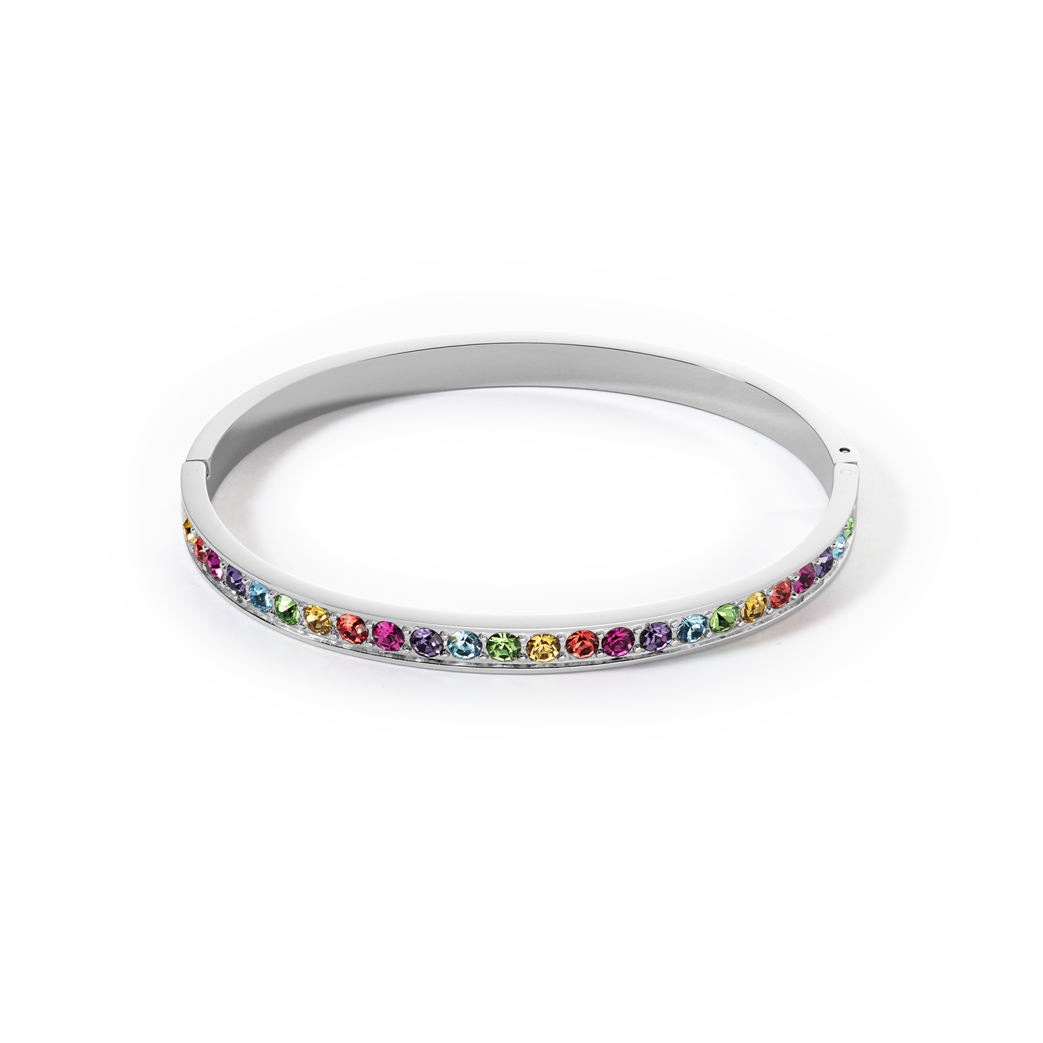 Bracciale acciaio inox e cristalli argento multicolor 19