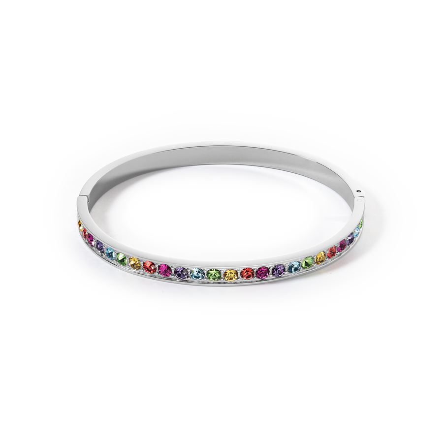 Bracciale acciaio inox e cristalli argento multicolor 19