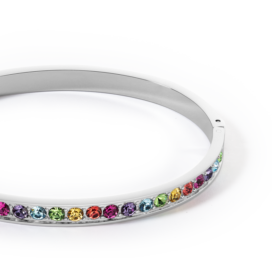 Bracciale acciaio inox e cristalli argento multicolor 19