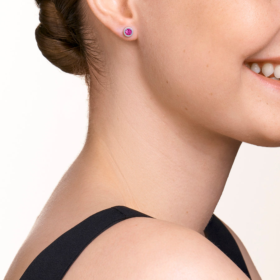 Orecchini in cristallo e acciaio inox argent pink