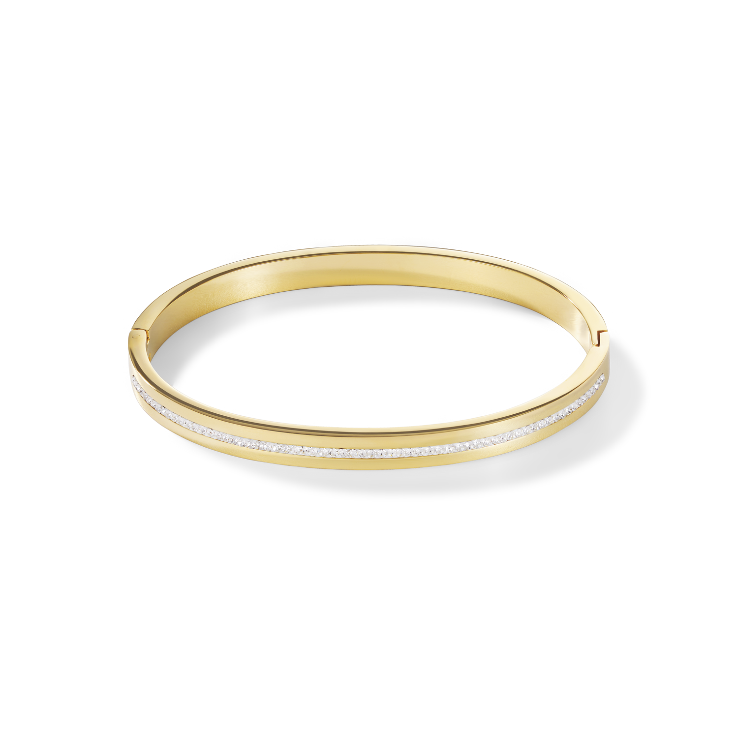 Bracciale acciaio inox oro e cristalli pavé strisce cristallo