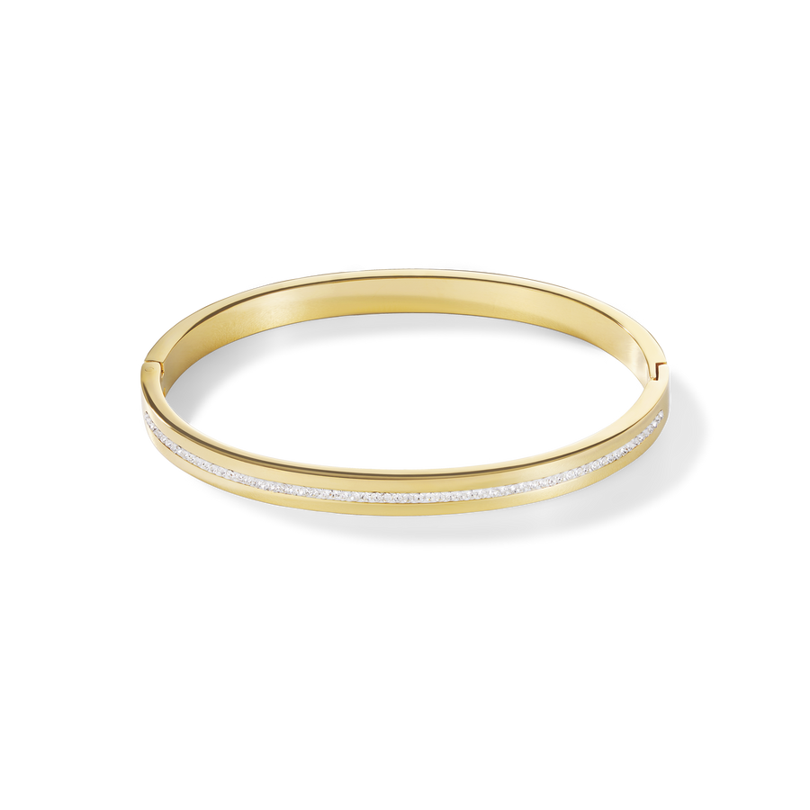 Bracciale acciaio inox oro e cristalli pavé strisce cristallo