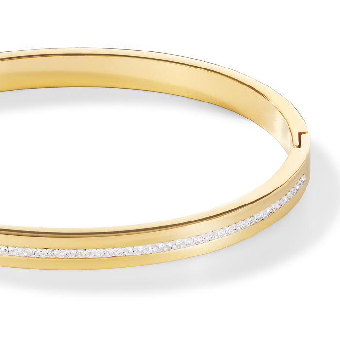 Bracciale acciaio inox oro e cristalli pavé strisce cristallo