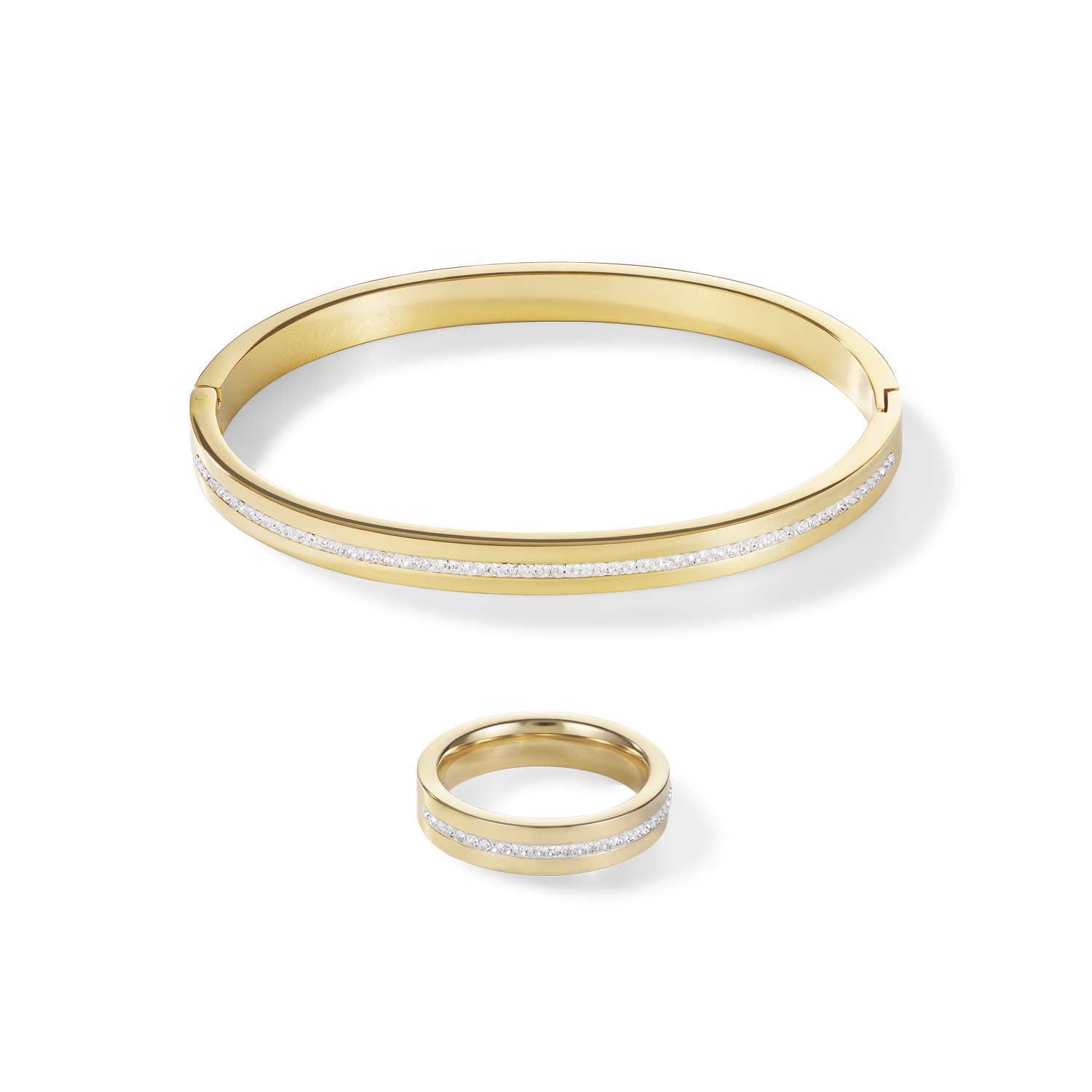 Bracciale acciaio inox oro e cristalli pavé strisce cristallo