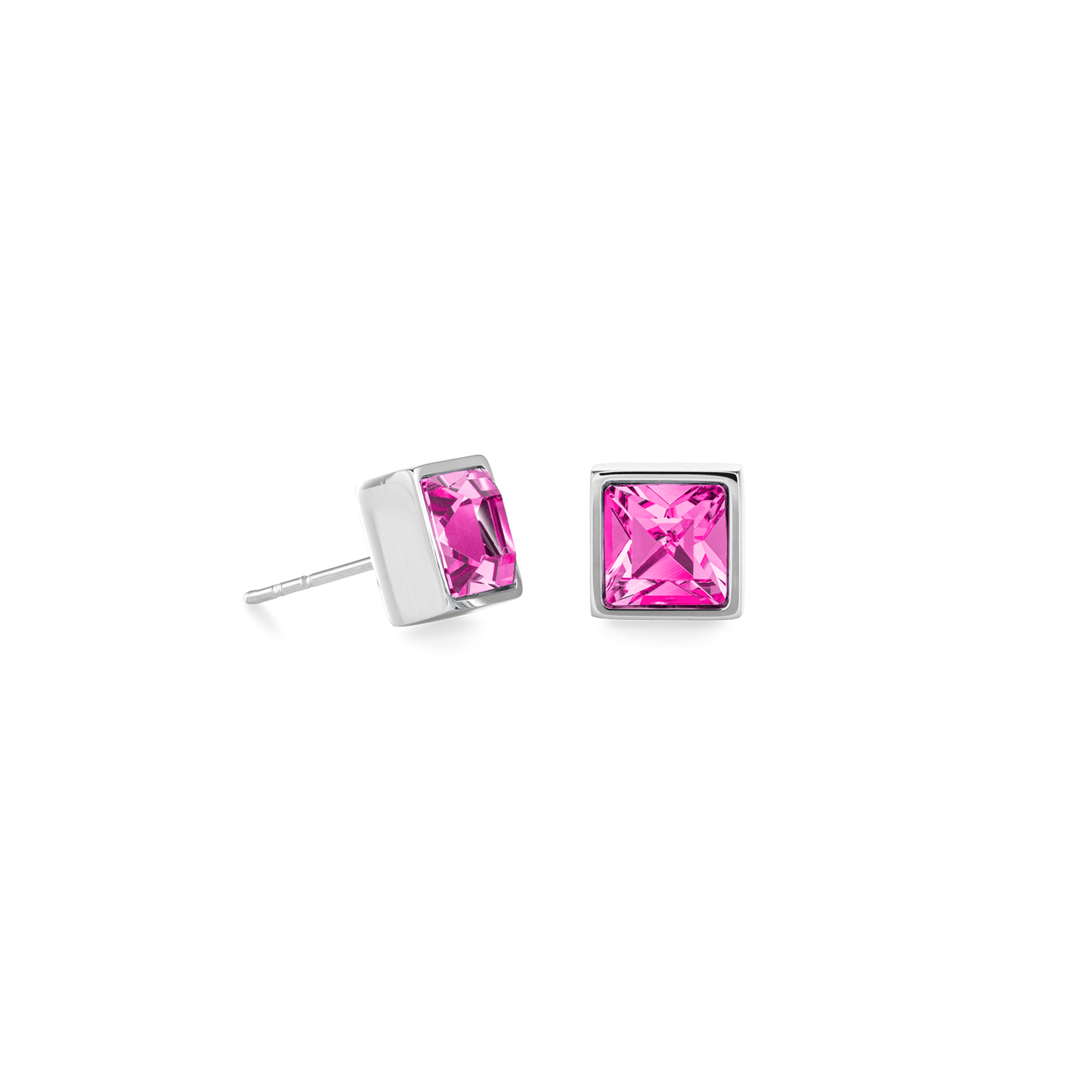 Brilliant Square big orecchini argento pink