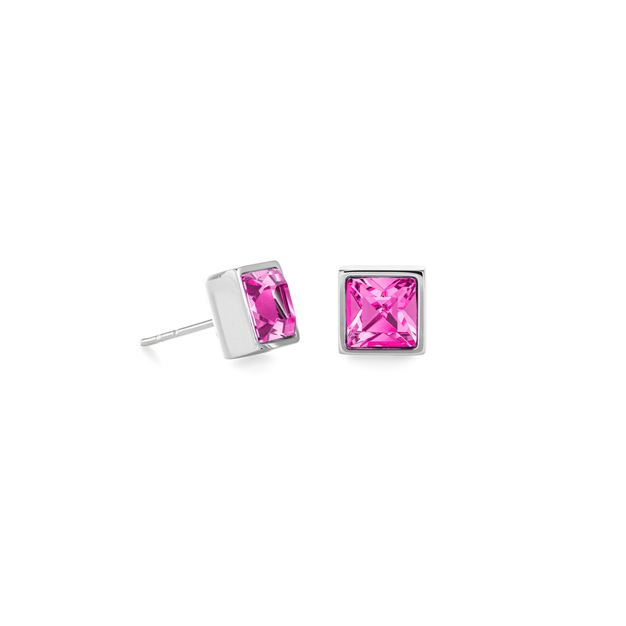 Brilliant Square big orecchini argento pink