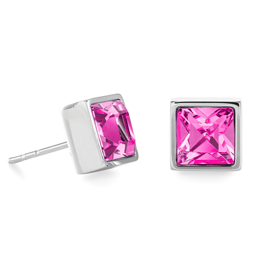 Brilliant Square big orecchini argento pink