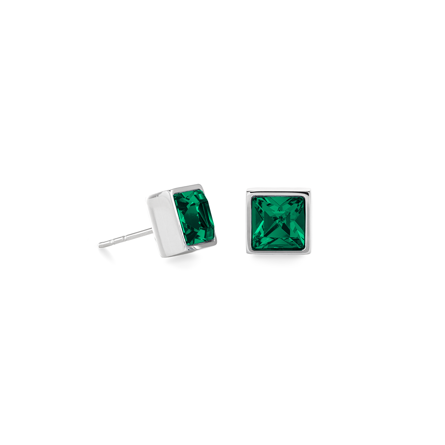 Brilliant Square big orecchini argento verde scuro