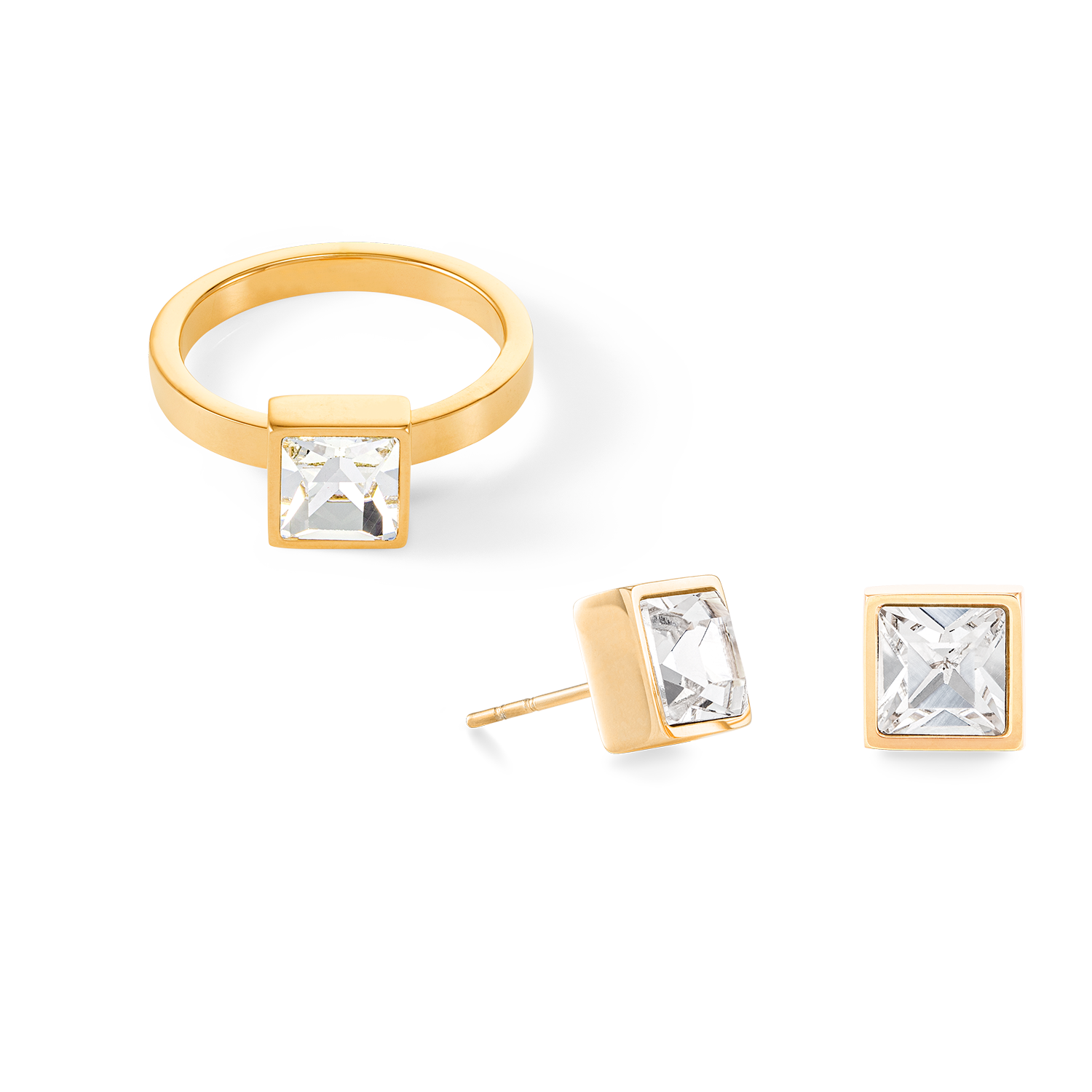 Brilliant Square big orecchini oro cristallo