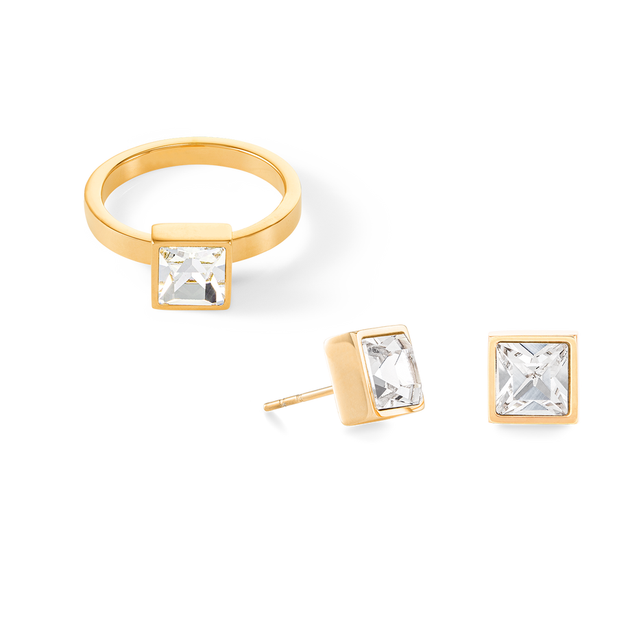 Brilliant Square big orecchini oro cristallo