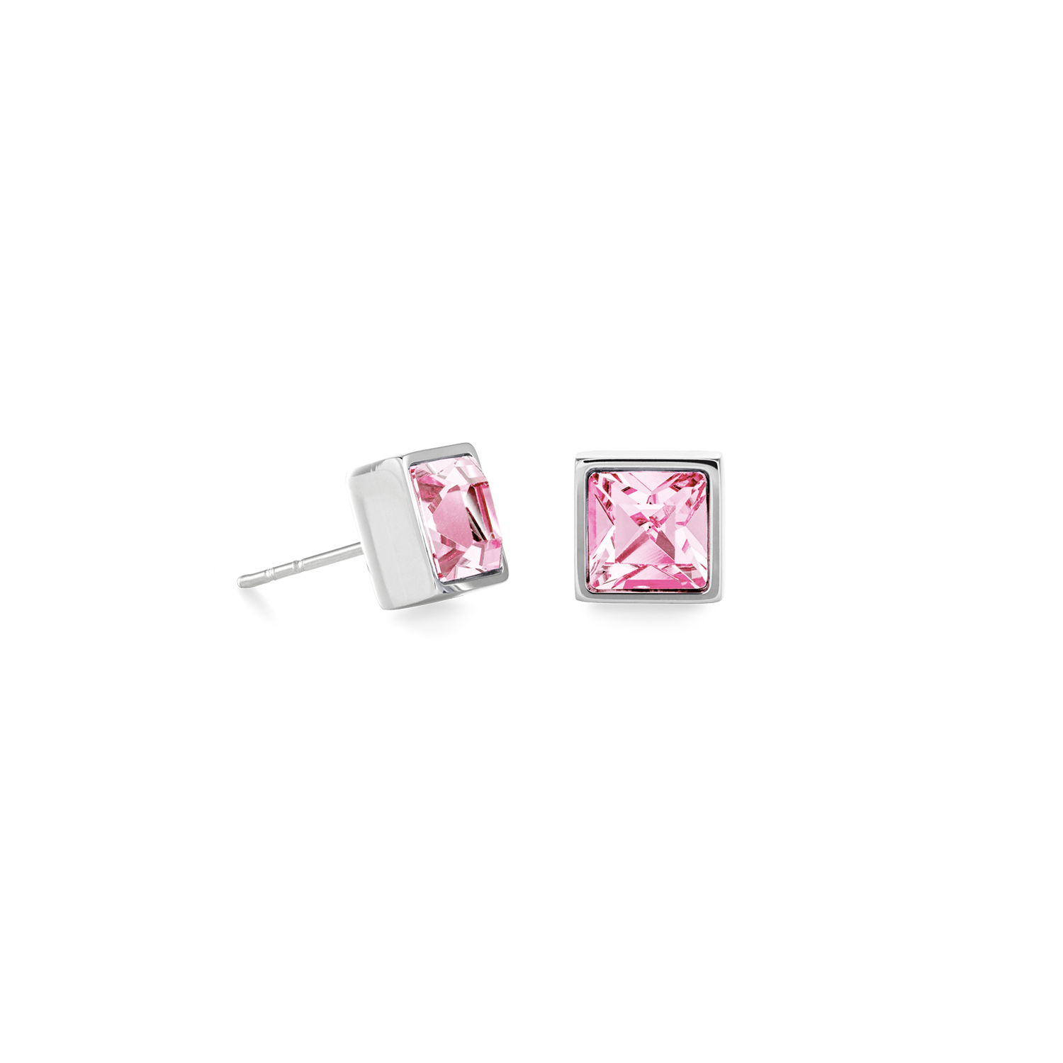 Brilliant Square big orecchini argento rosa