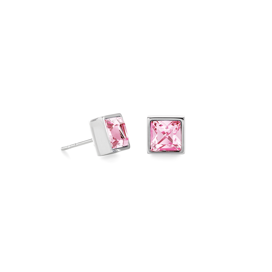 Brilliant Square big orecchini argento rosa