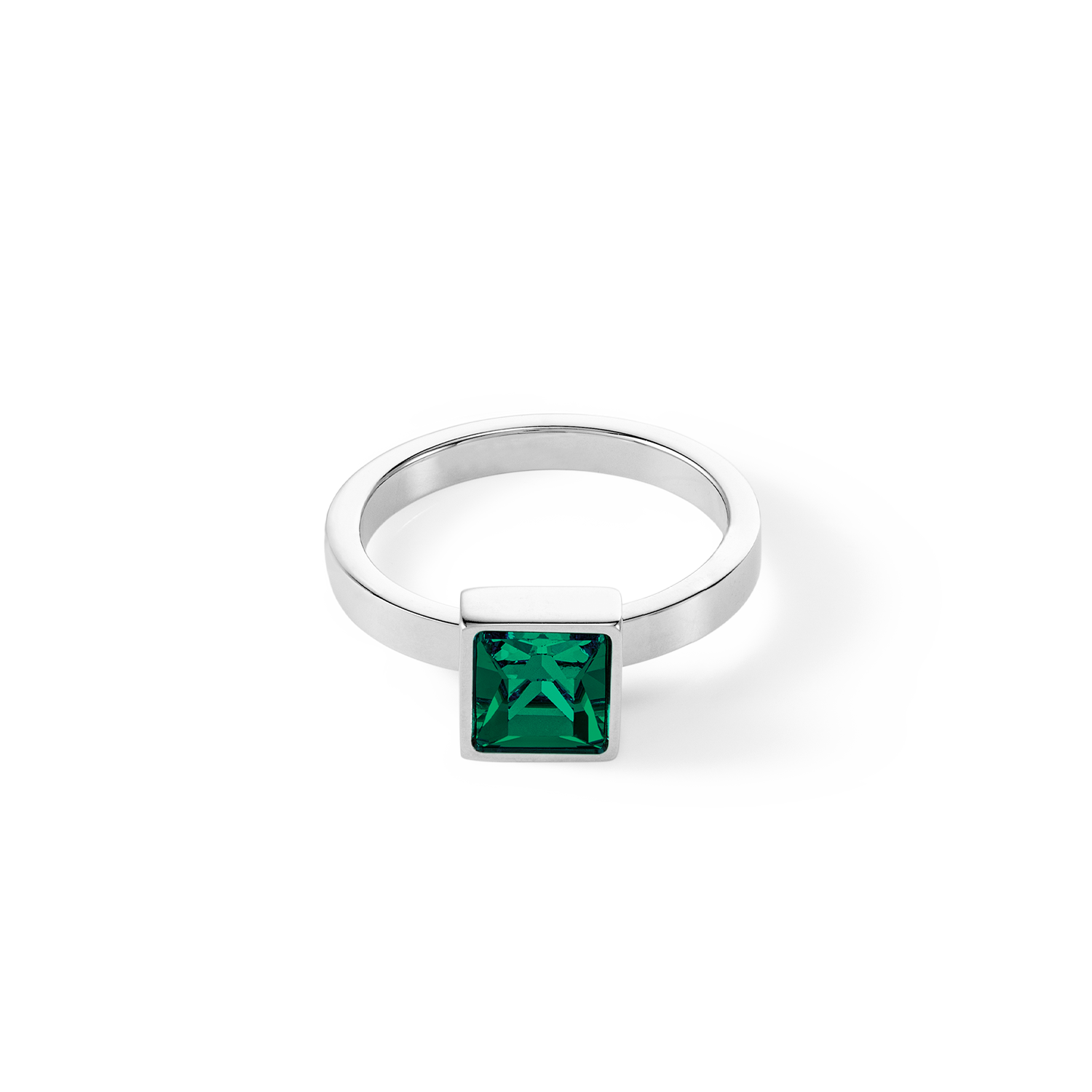 Brilliant Square big anello argento verde scuro