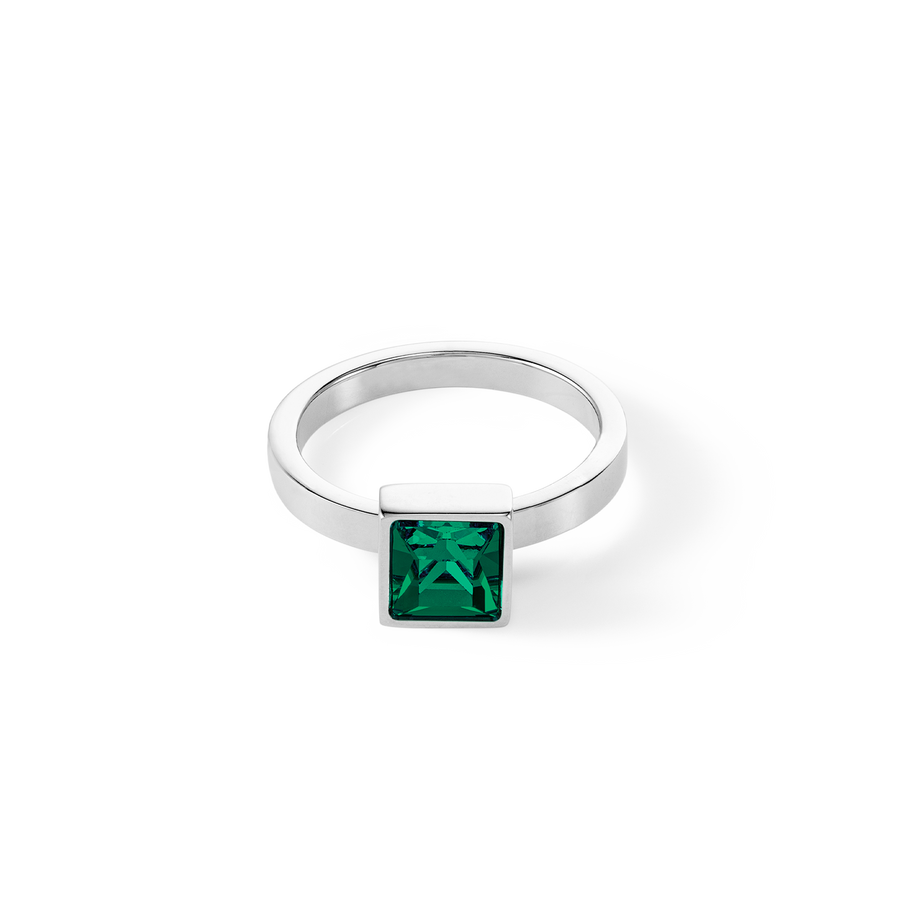 Brilliant Square big anello argento verde scuro