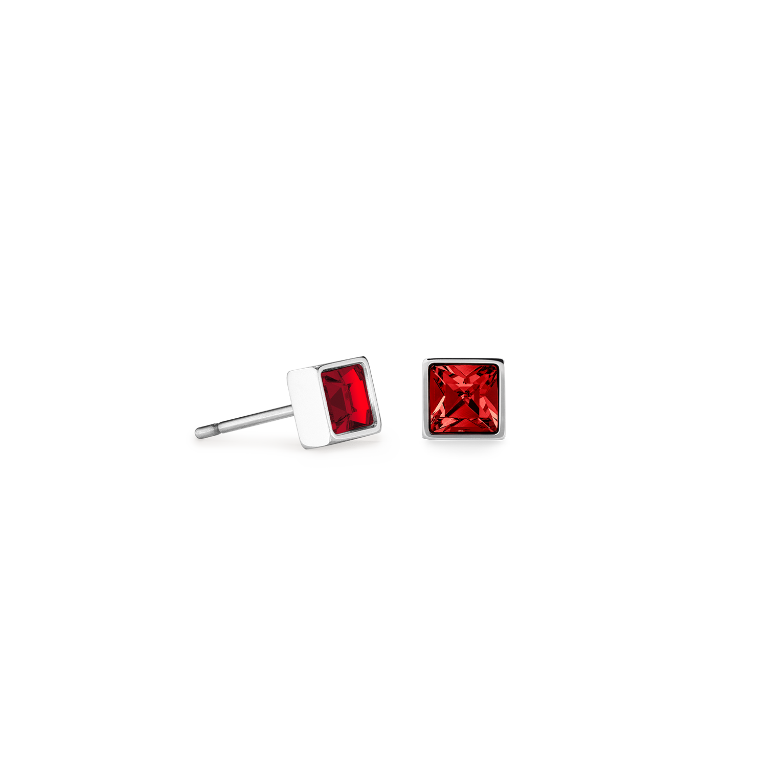 Orecchini Brillant Square small argento-rosso