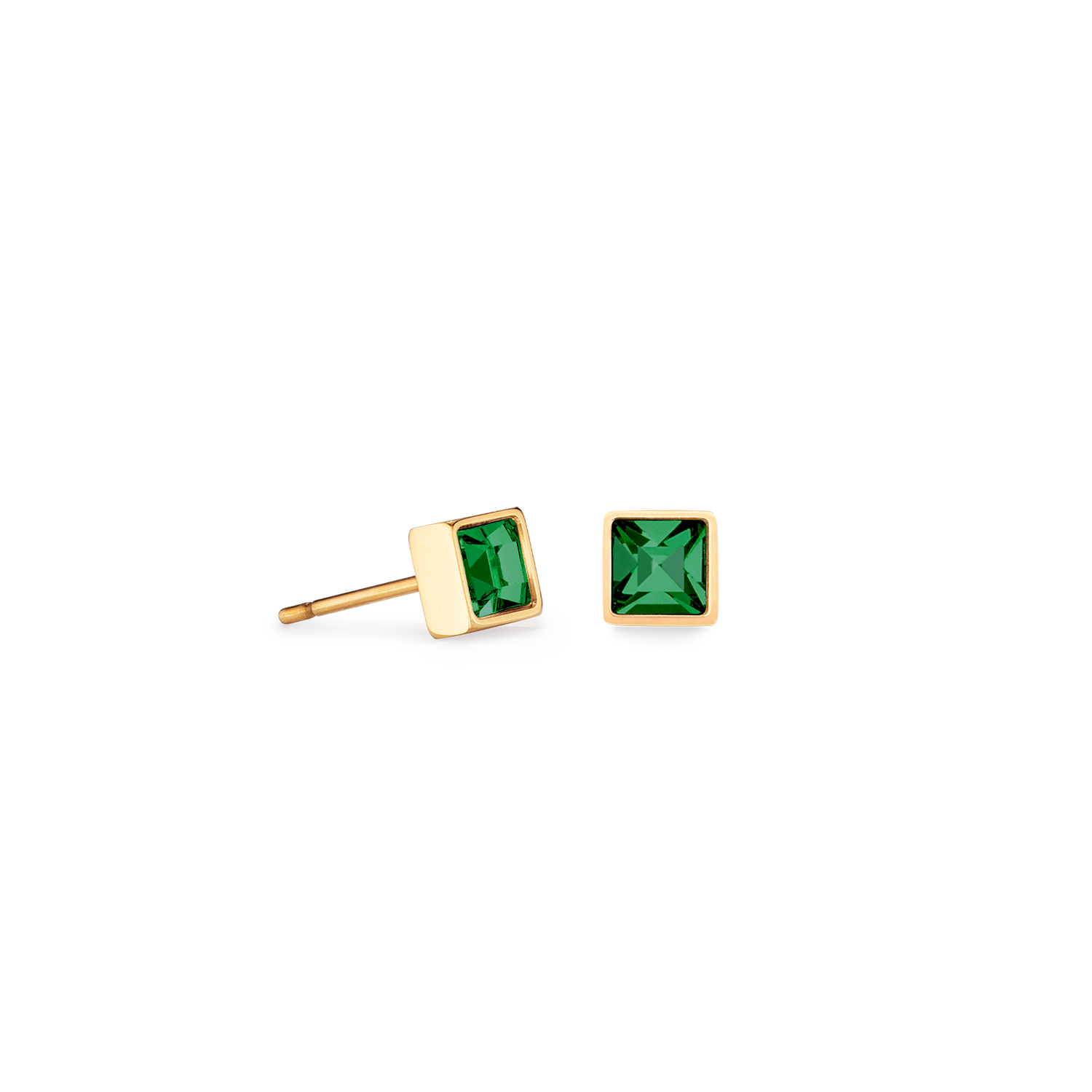 Orecchini Brillant Square small oro-verde scuro