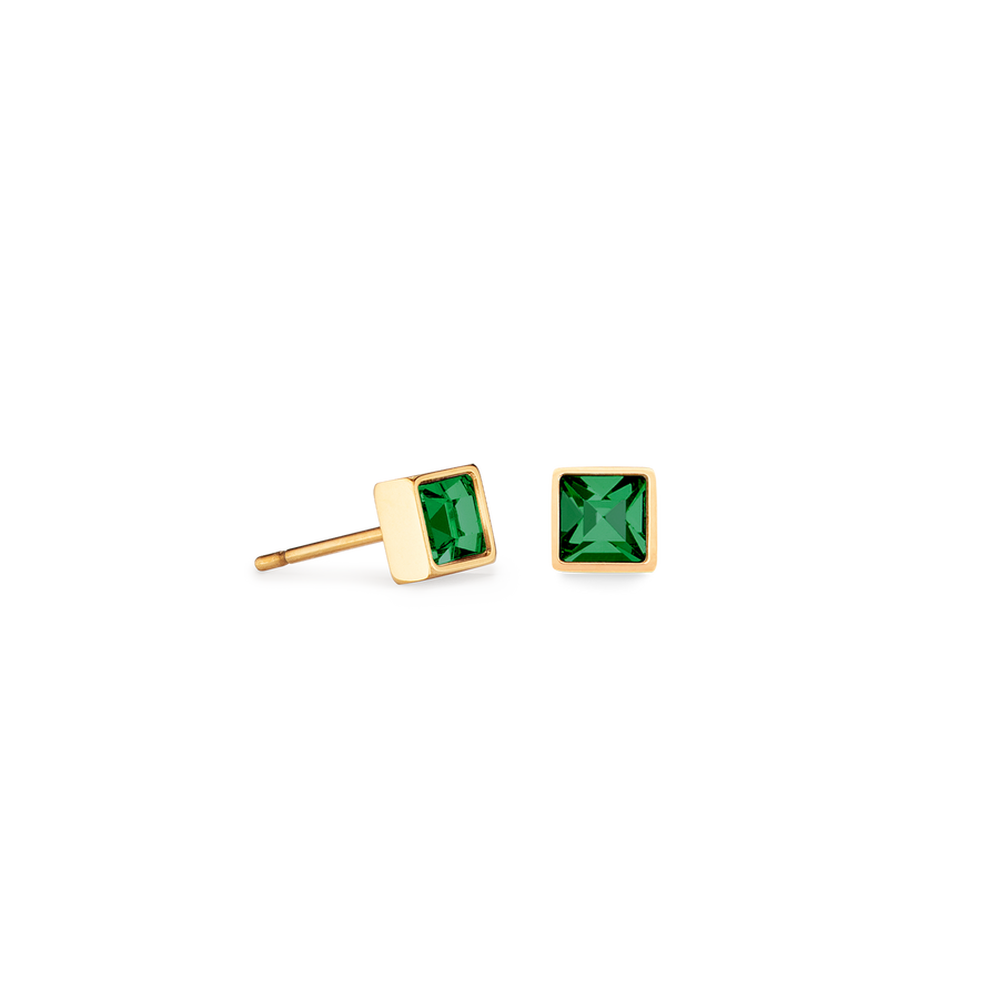 Orecchini Brillant Square small oro-verde scuro