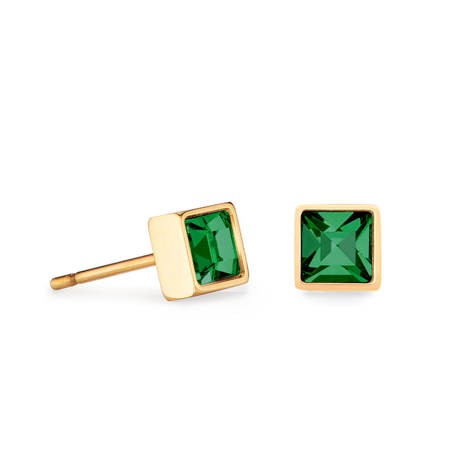 Orecchini Brillant Square small oro-verde scuro