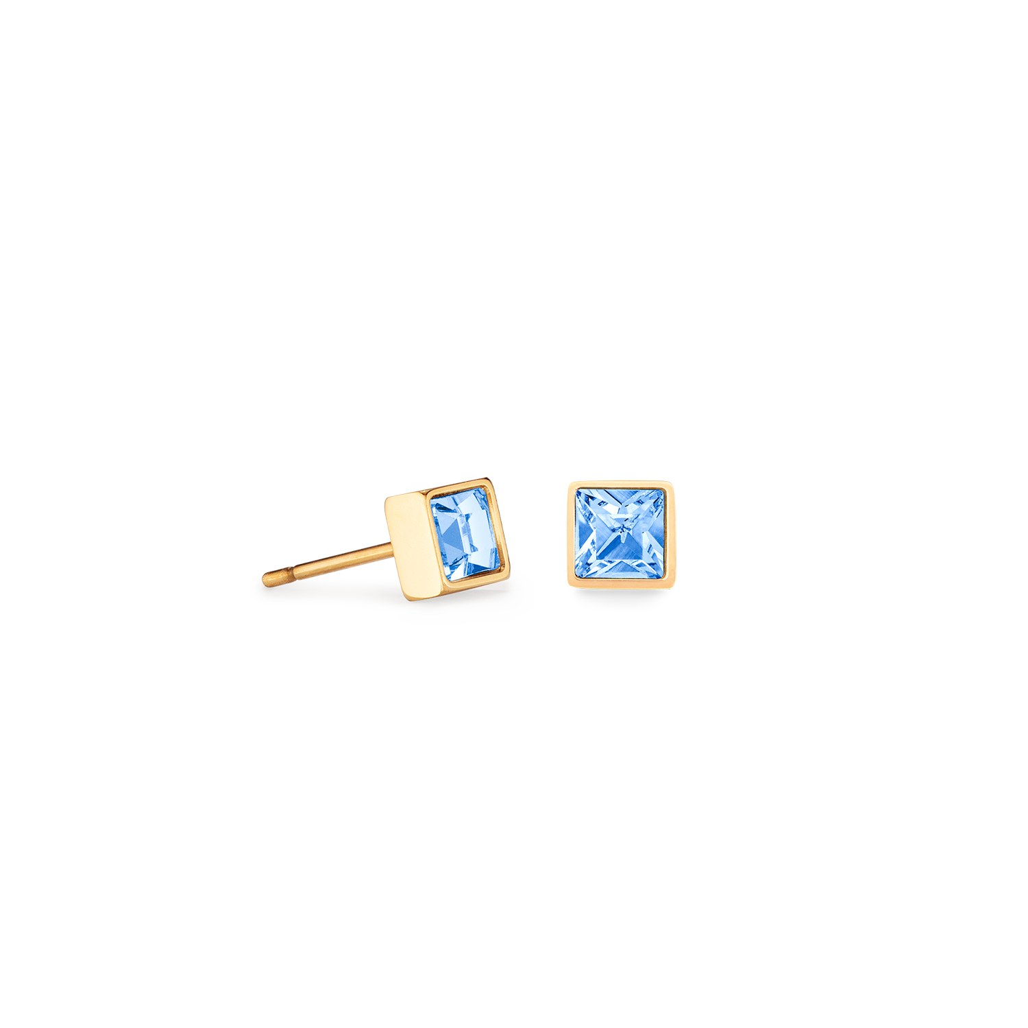 Orecchini Brillant Square small oro-azzurro