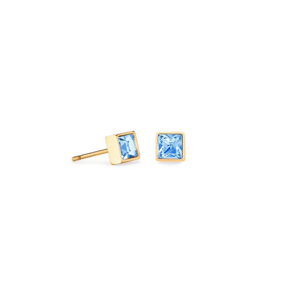 Orecchini Brillant Square small oro-azzurro