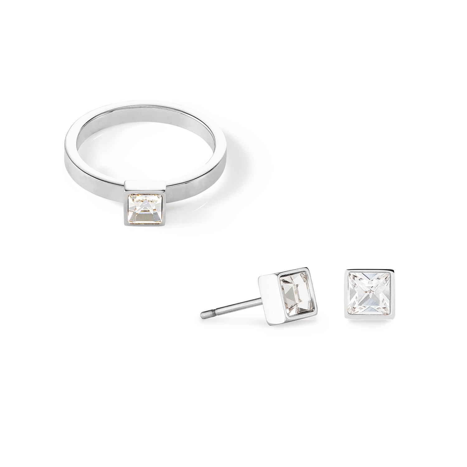 Orecchini Brillant Square small argento-cristallo