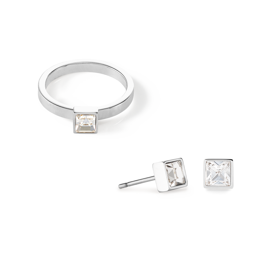 Orecchini Brillant Square small argento-cristallo