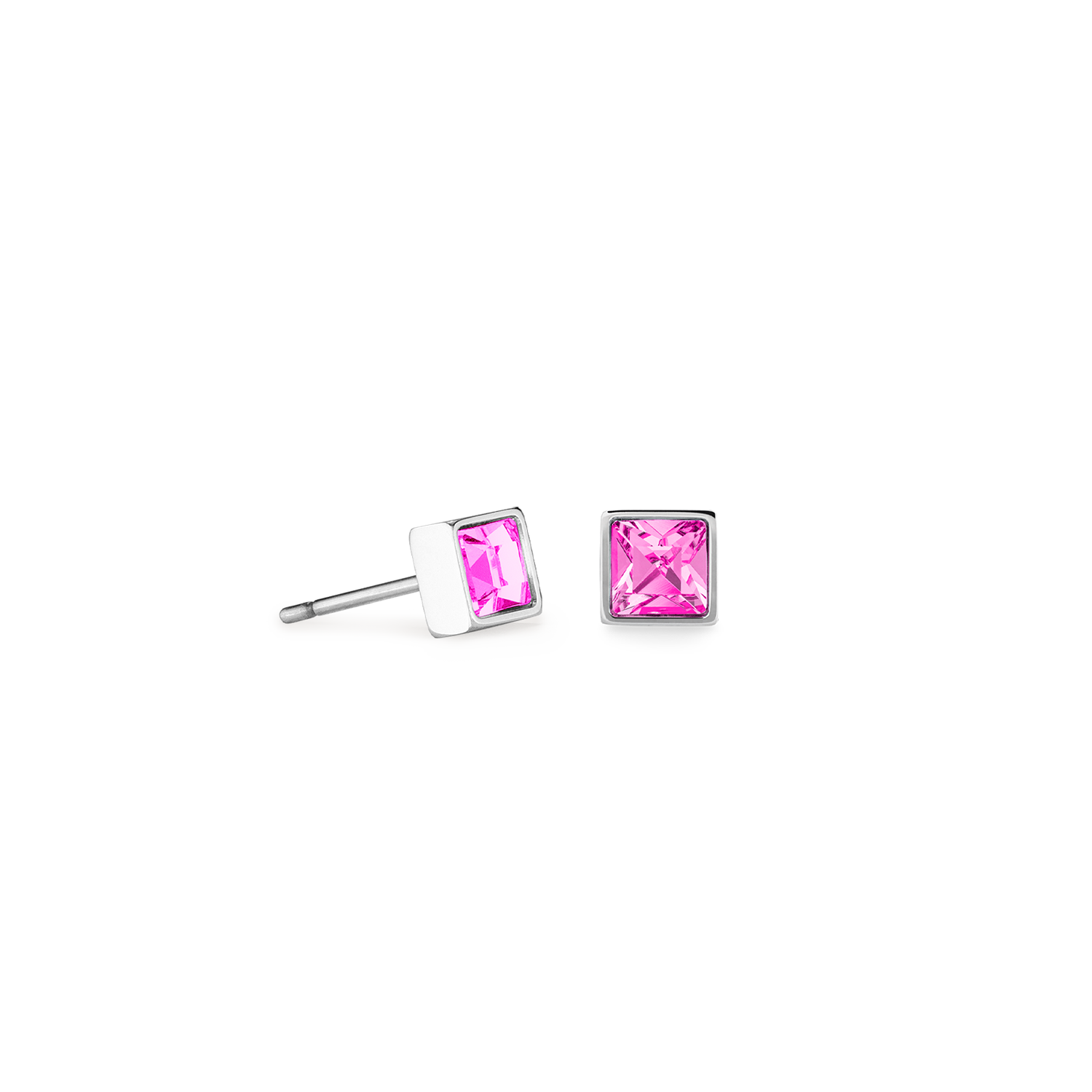 Orecchini Brillant Square small argento-rosa