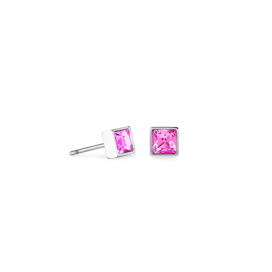 Orecchini Brillant Square small argento-rosa