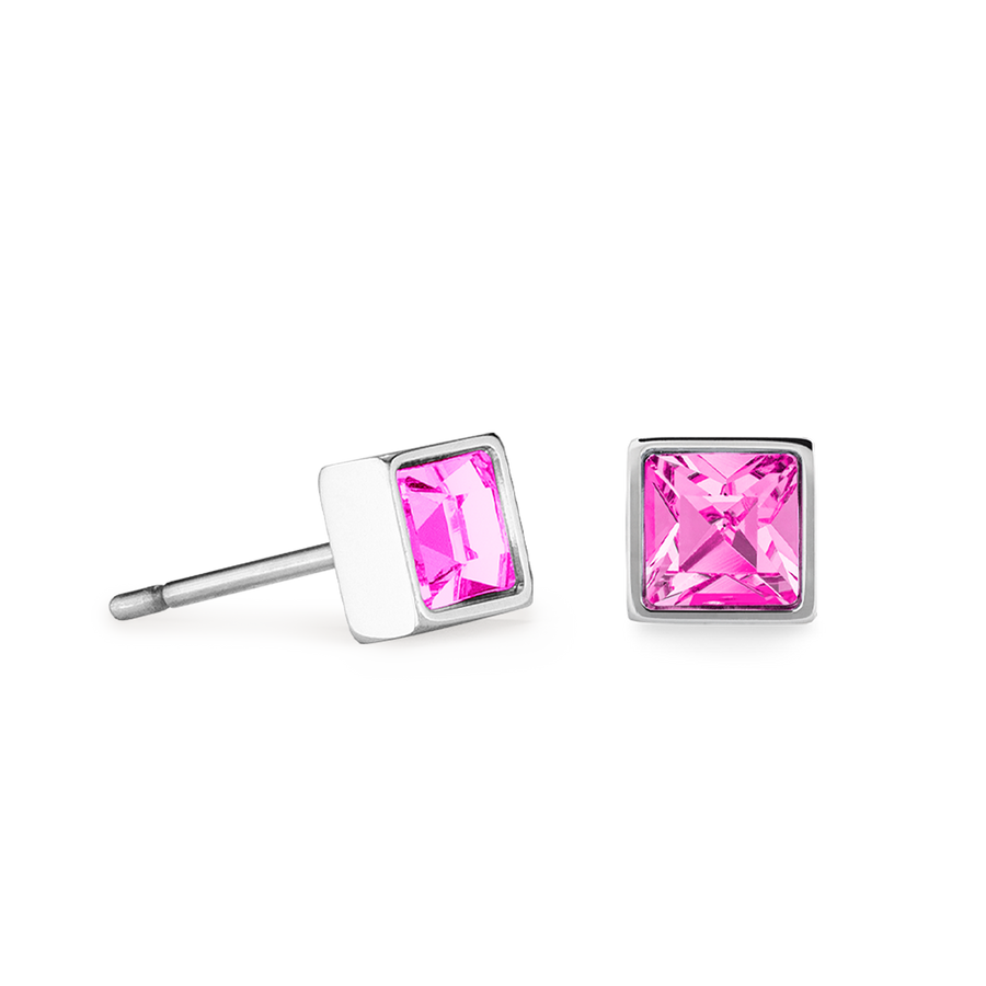 Orecchini Brillant Square small argento-rosa