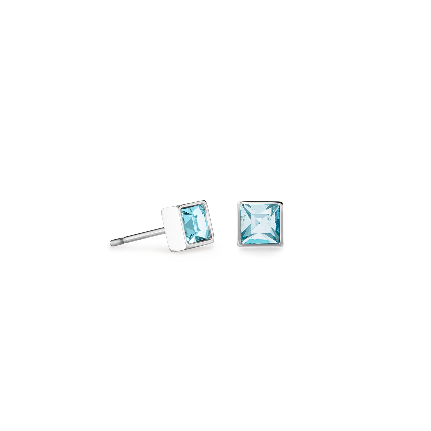 Orecchini Brillant Square small argento-acqua