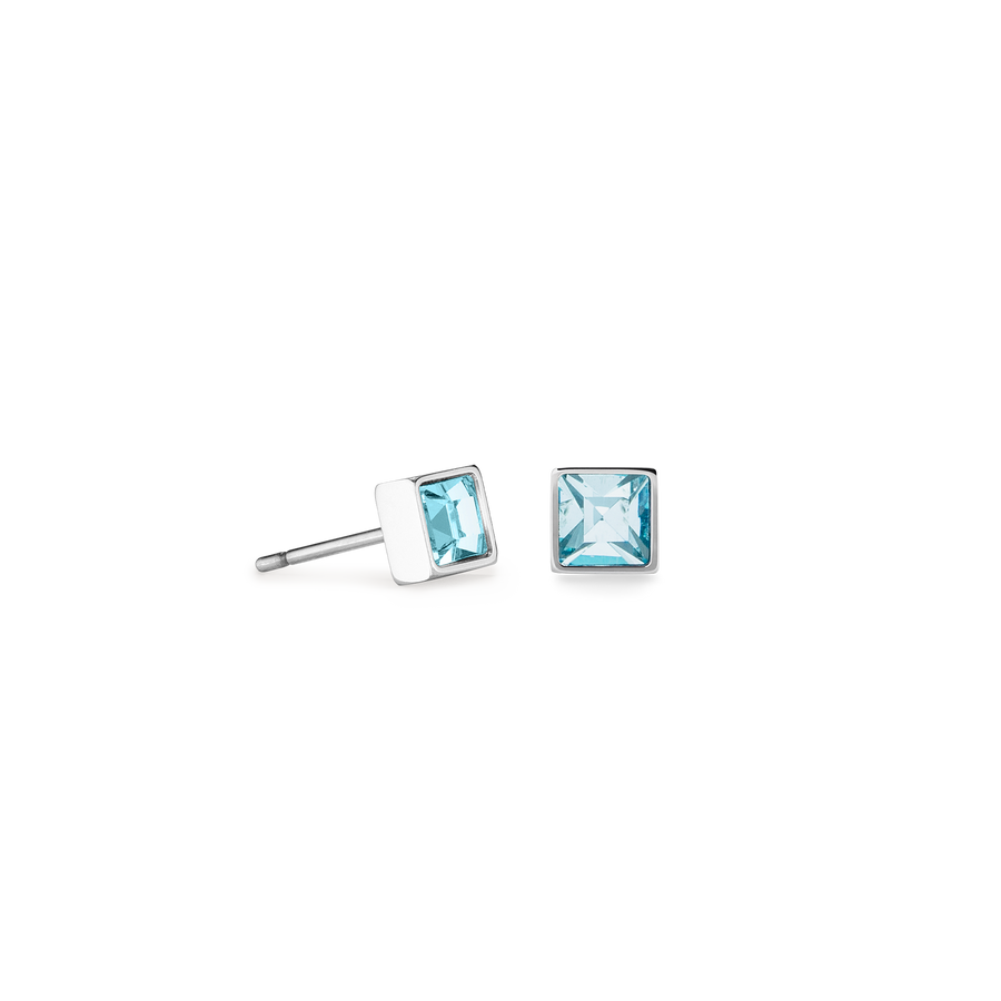 Orecchini Brillant Square small argento-acqua