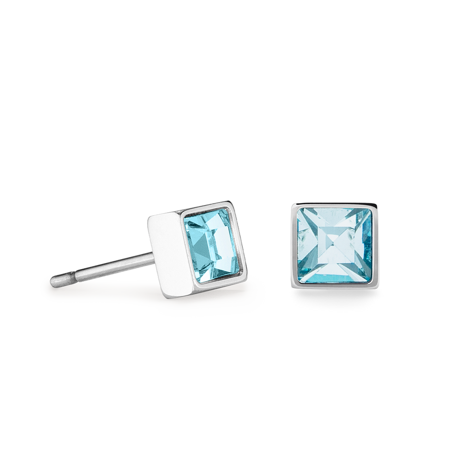 Orecchini Brillant Square small argento-acqua