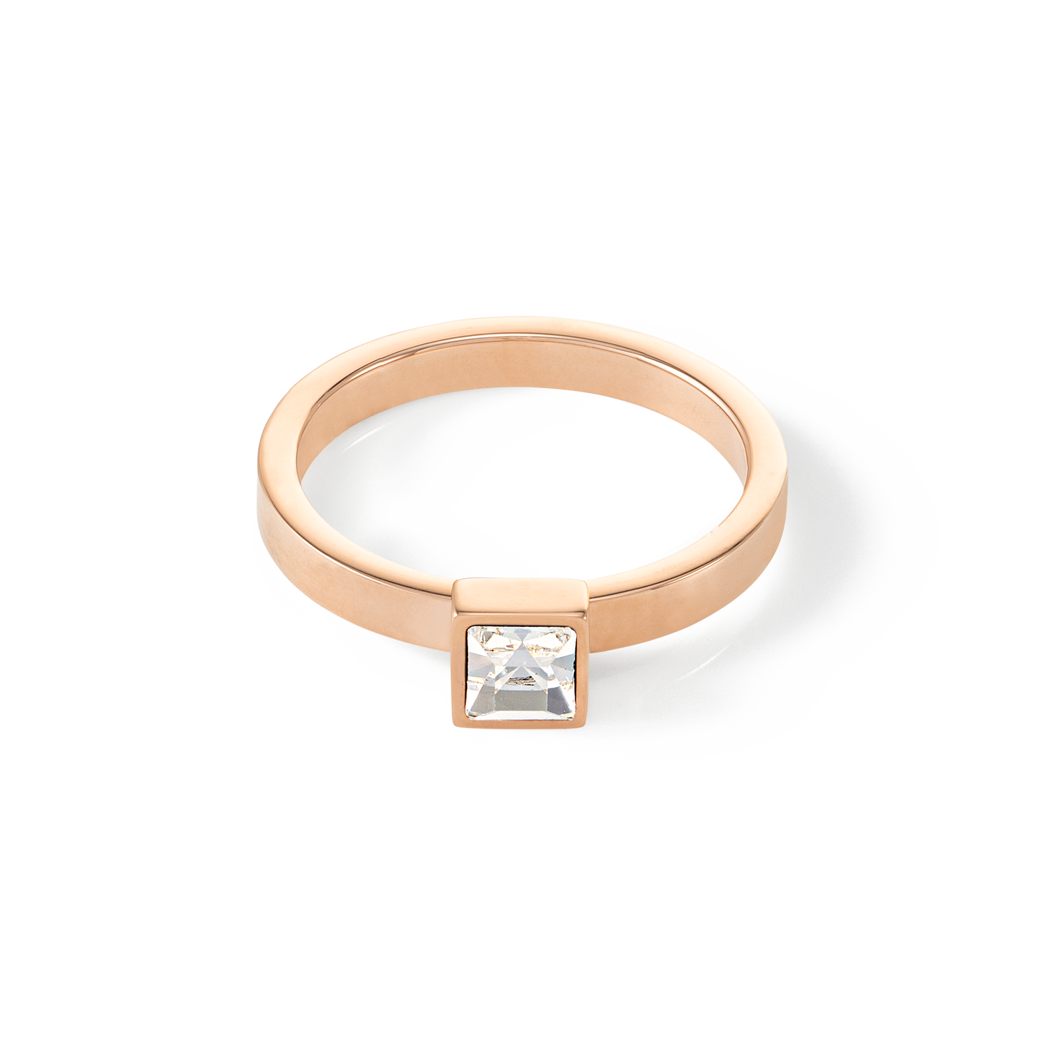 Brilliant Square small anello oro rosa cristallo
