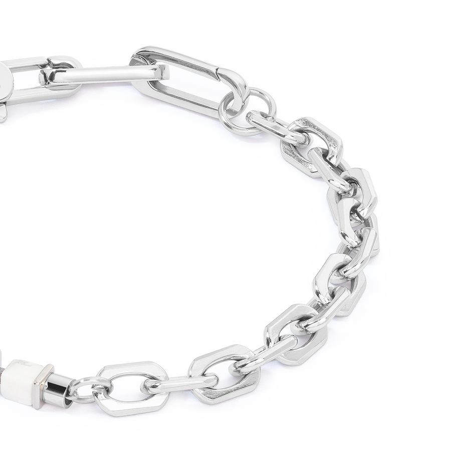 Unisex bracciale Fusion link chain bianco