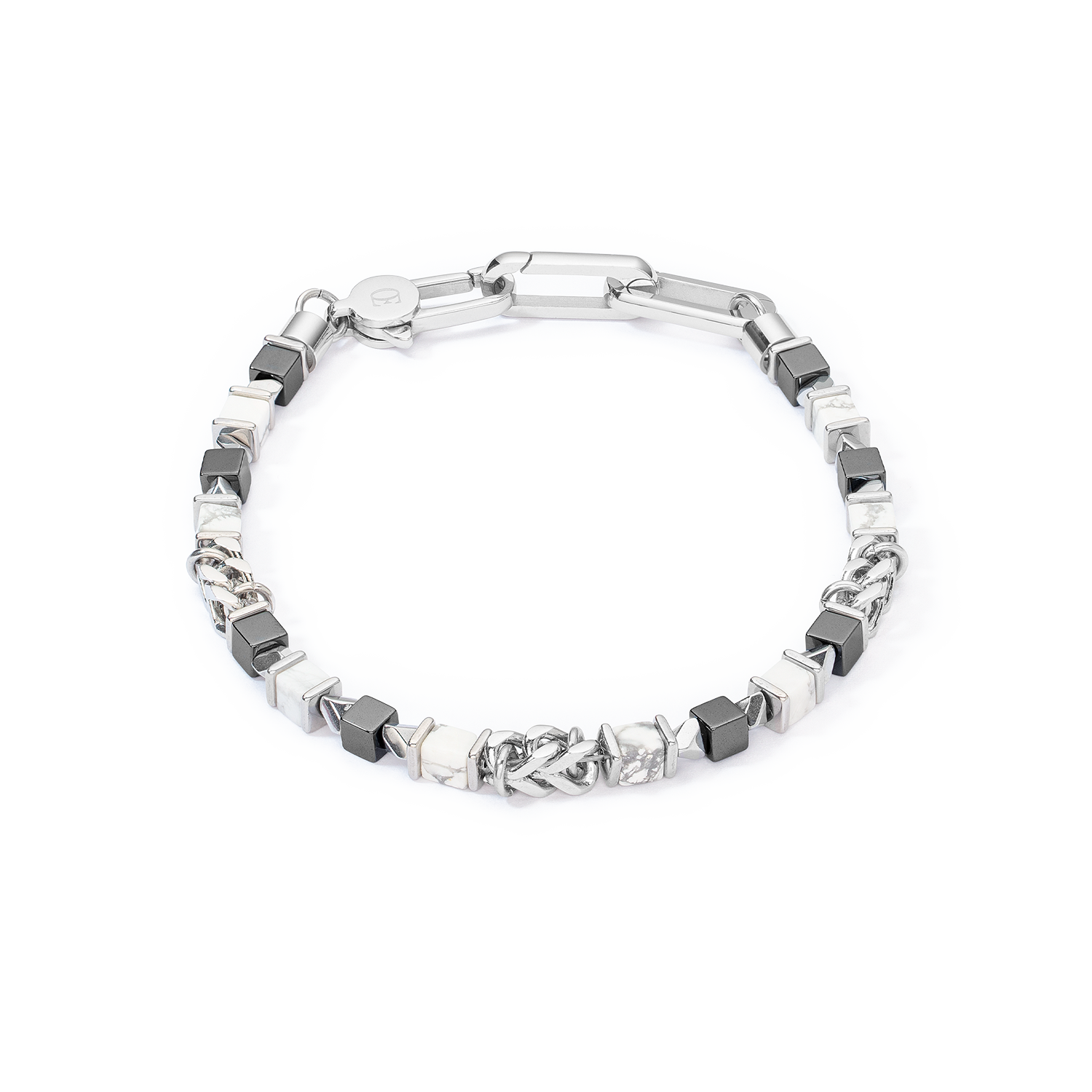 Unisex bracciale cubes & chain bianco