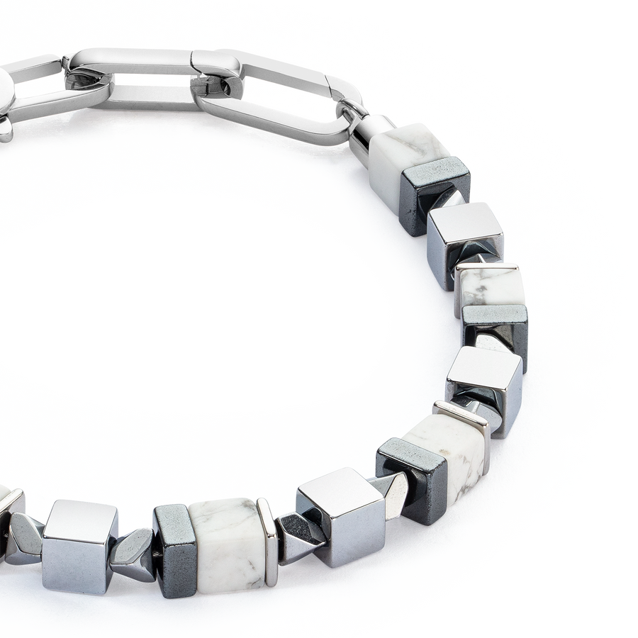 Bracciale Precious Cubes bianco-argento