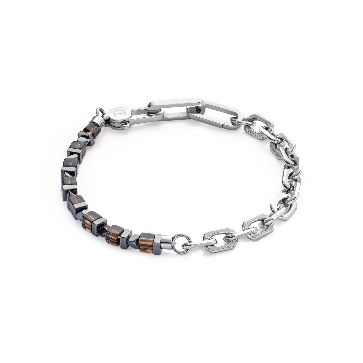 Bracciale Precious Fusion link chain marrone-argento