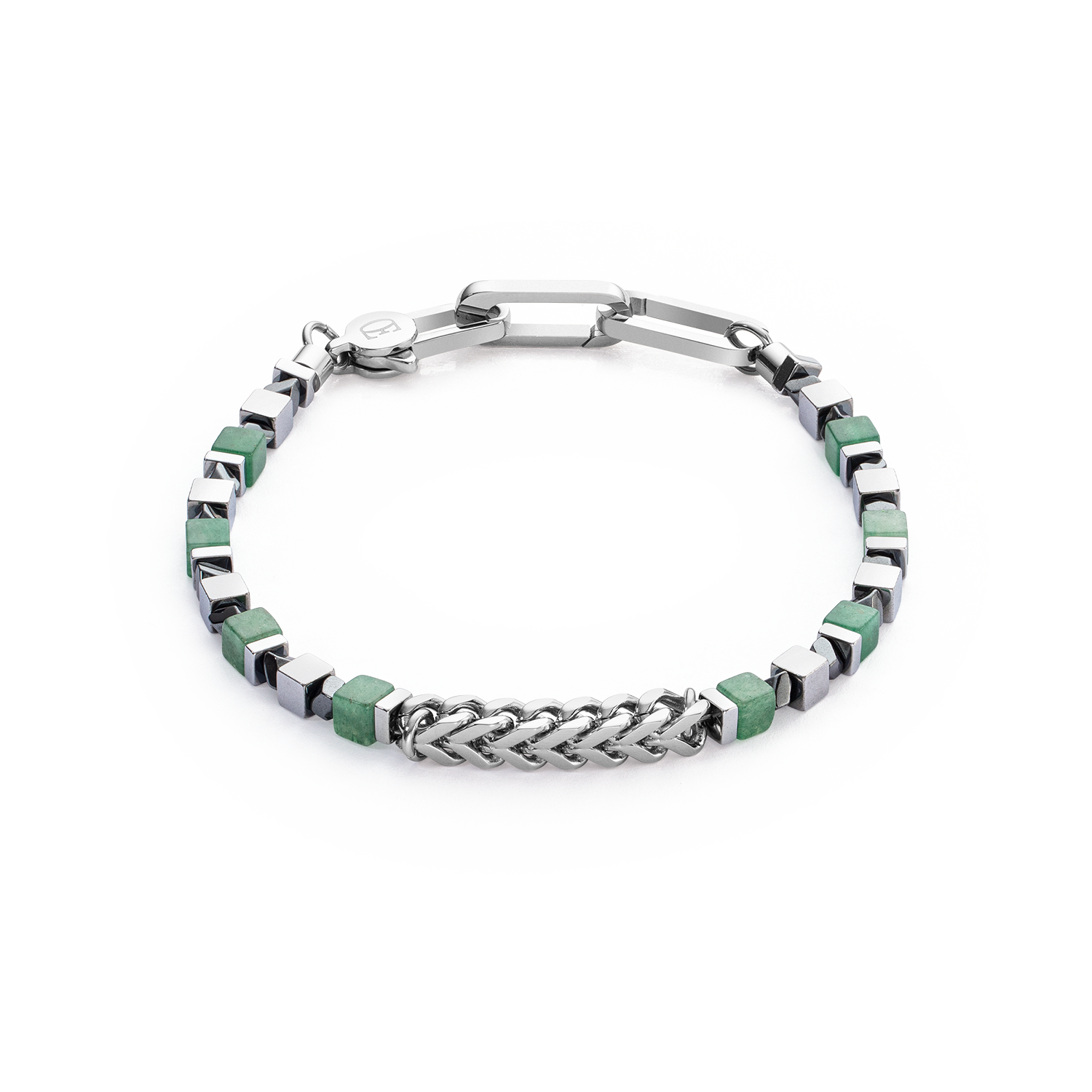 Bracciale Precious Cubes e Chain verde-argento