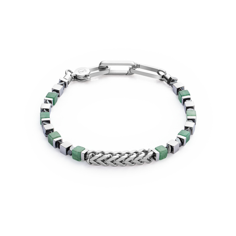 Bracciale Precious Cubes e Chain verde-argento