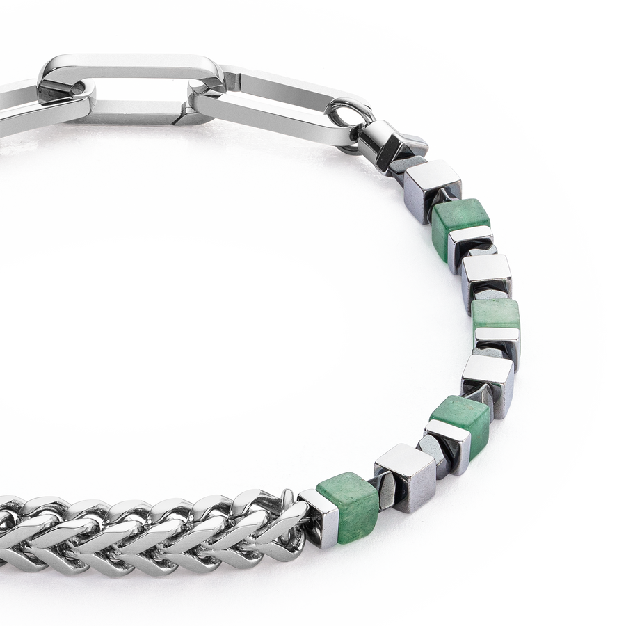 Bracciale Precious Cubes e Chain verde-argento