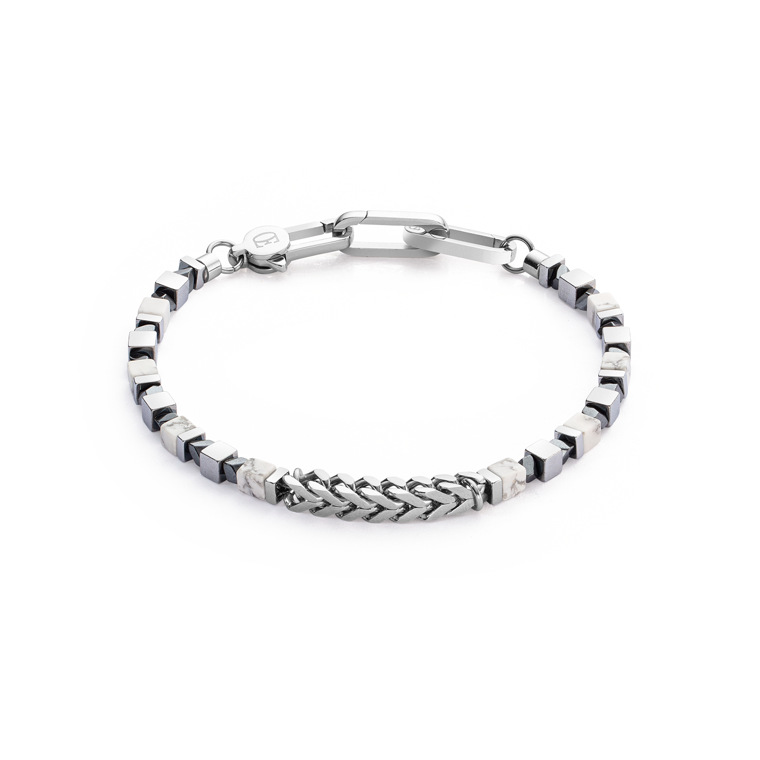 Bracciale Cubi Preziosi e Chain bianco-argento