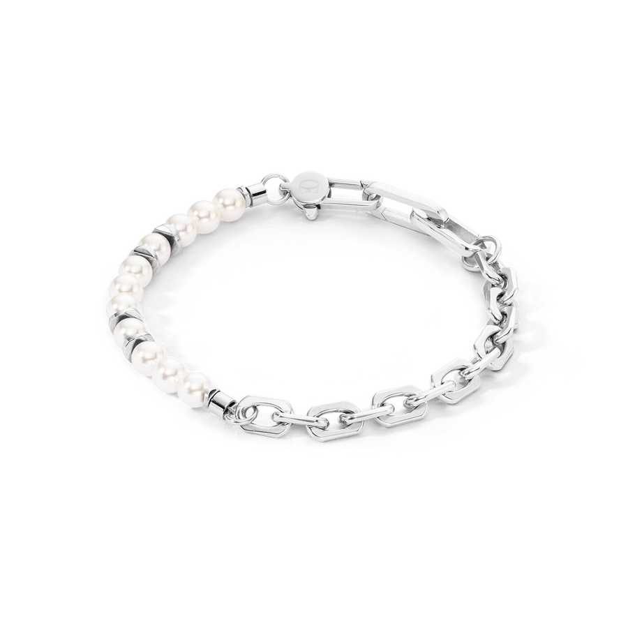 Bracciale Pearls Fusion link chain bianco