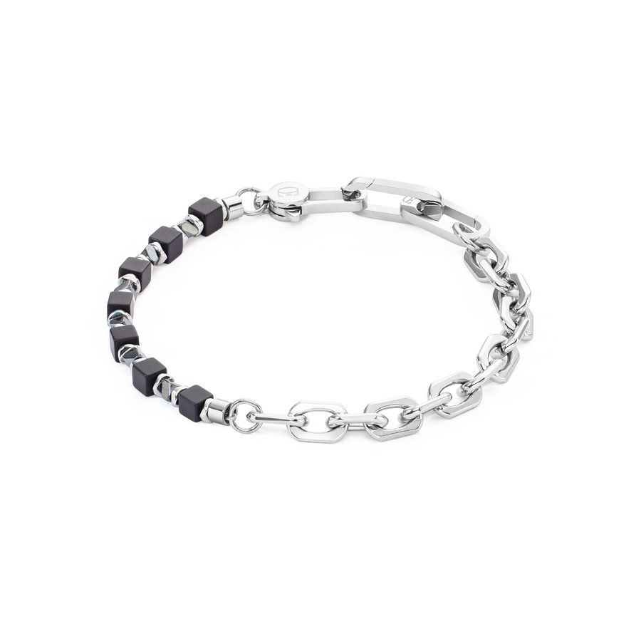 Bracciale Cubes Fusion link chain nero