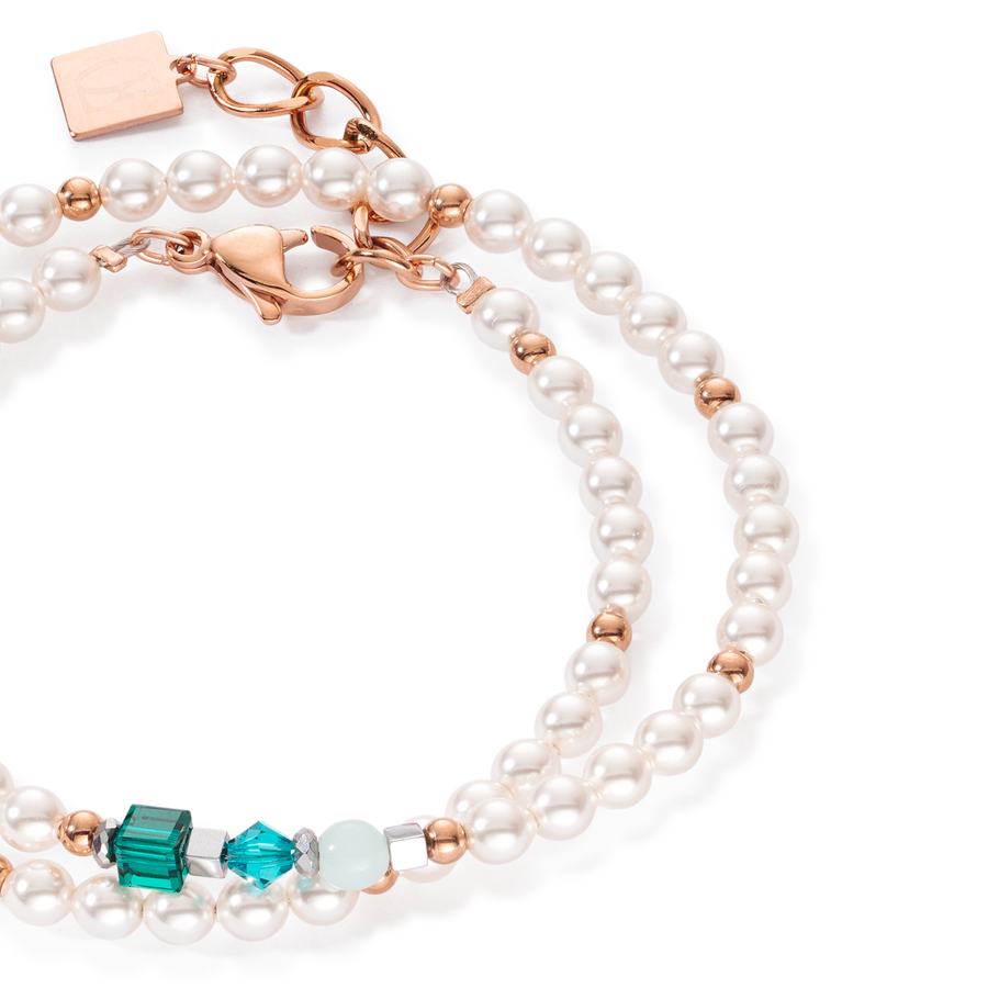 Bracciale Princess Pearls Wrap Around oro rosso verde